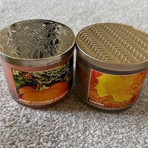 Bath & Body Works Sweet Cinnamon Pumpkin & Leaves 3-Wick Candles